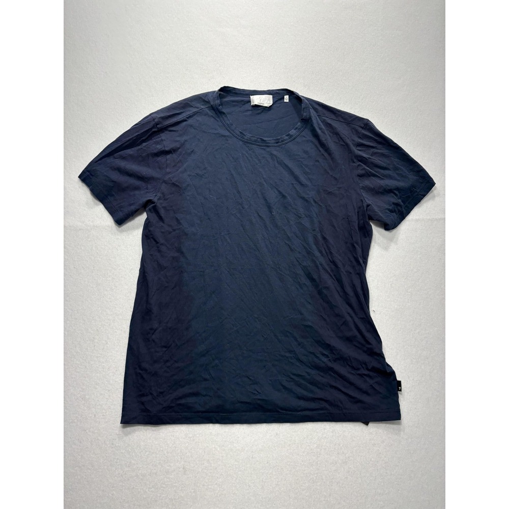 7 For All Mankind Shirt Mens Large Blue Pima Cotton Crew Neck Tee Casual